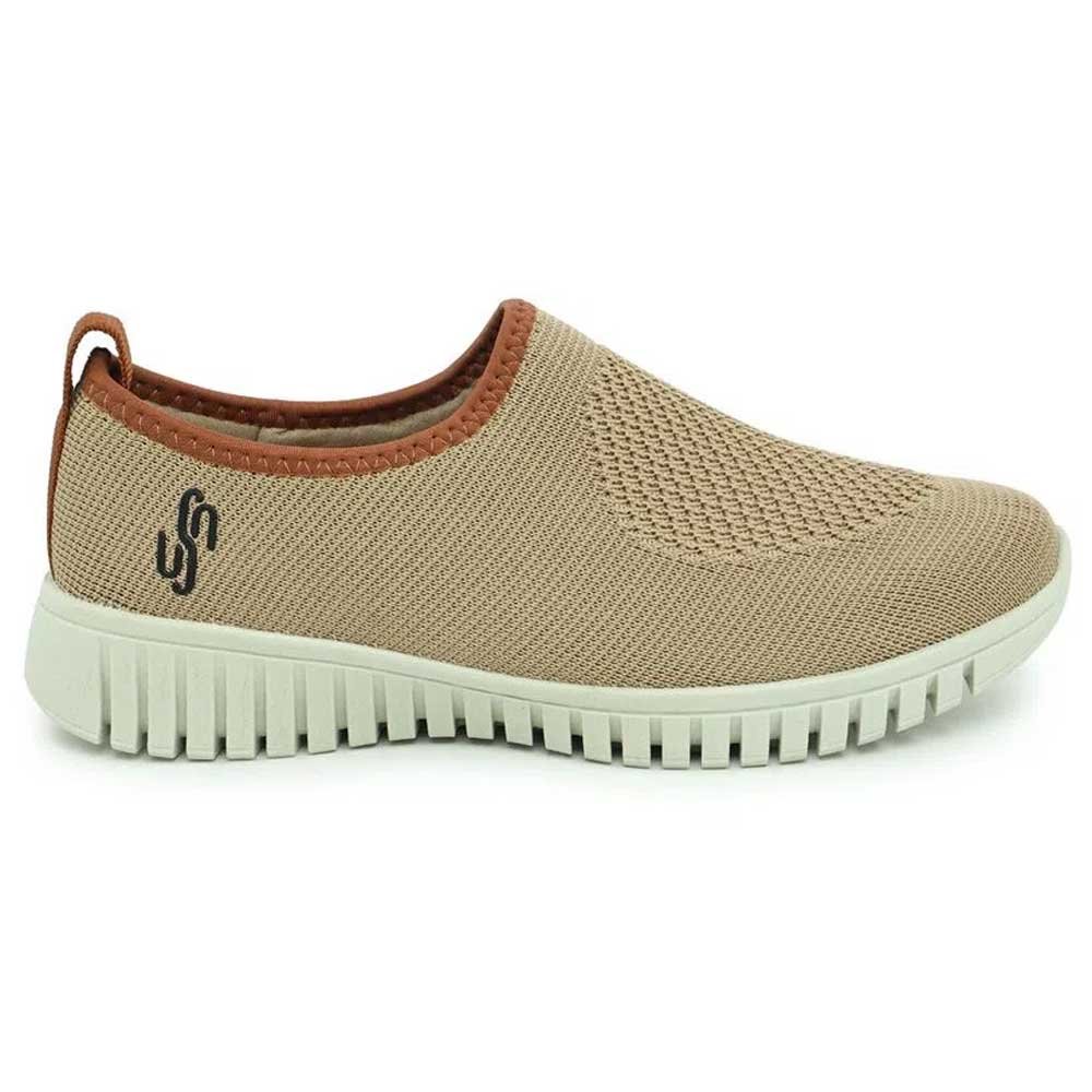 Tênis Feminino Slip On Tricot Monograma Camel Usaflex AE2208
