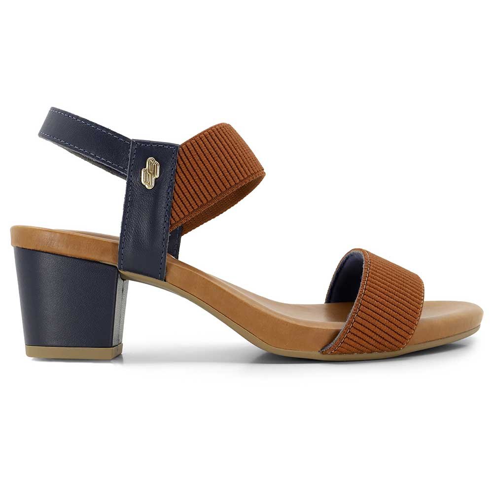 Sandália Feminina Salto Bloco Elástico New Blue Camel Usaflex Y8204