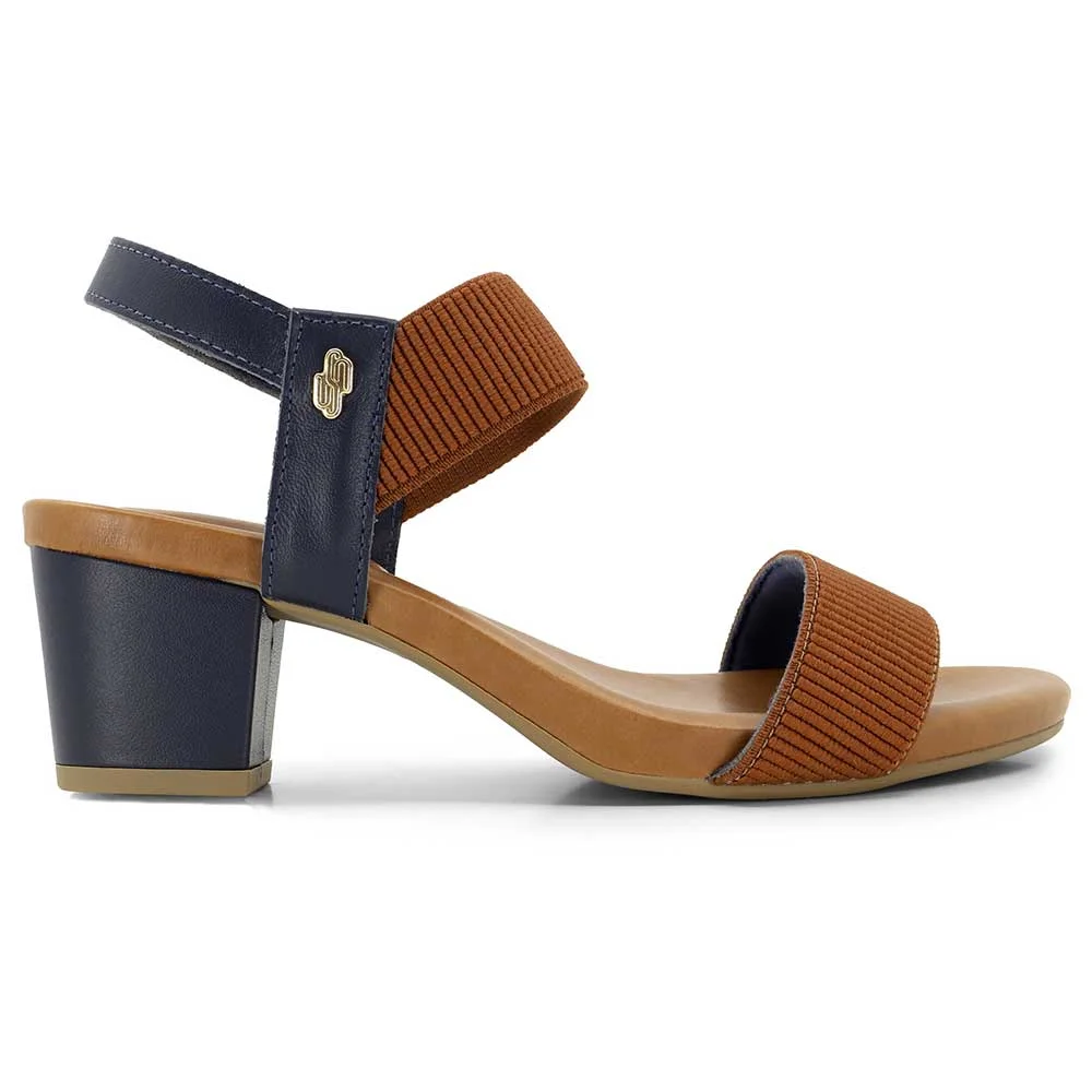 Sandália Feminina Salto Bloco Elástico New Blue Camel Usaflex Y8204
