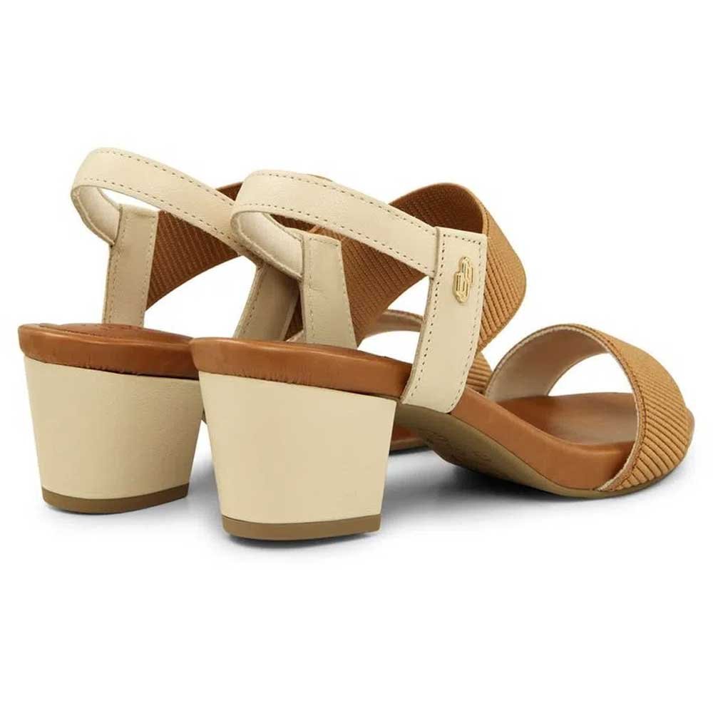 Sandália Feminina Salto Bloco Elástico Vanilla Camel Usaflex Y8204 Camel/Bege 3