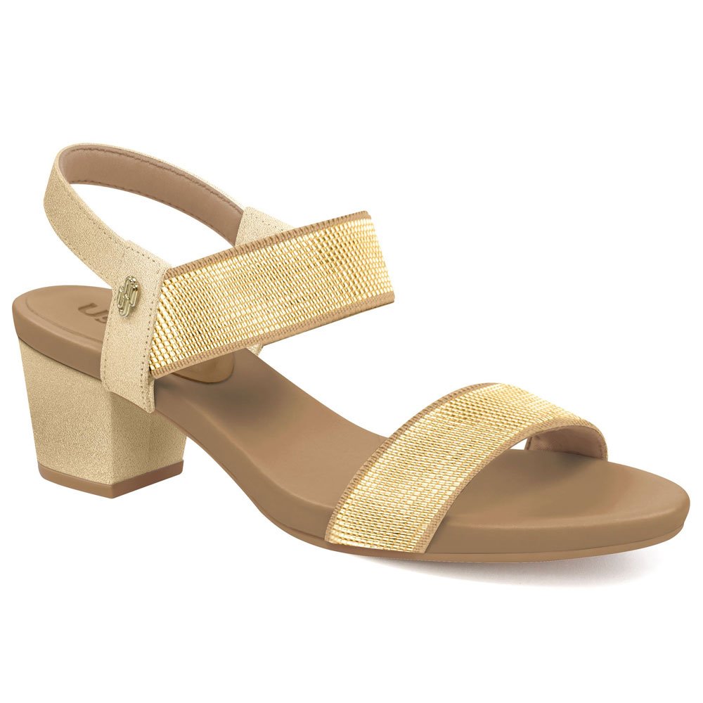 Sandália Feminina Salto Bloco Elástico Ouro Light Usaflex Y8204