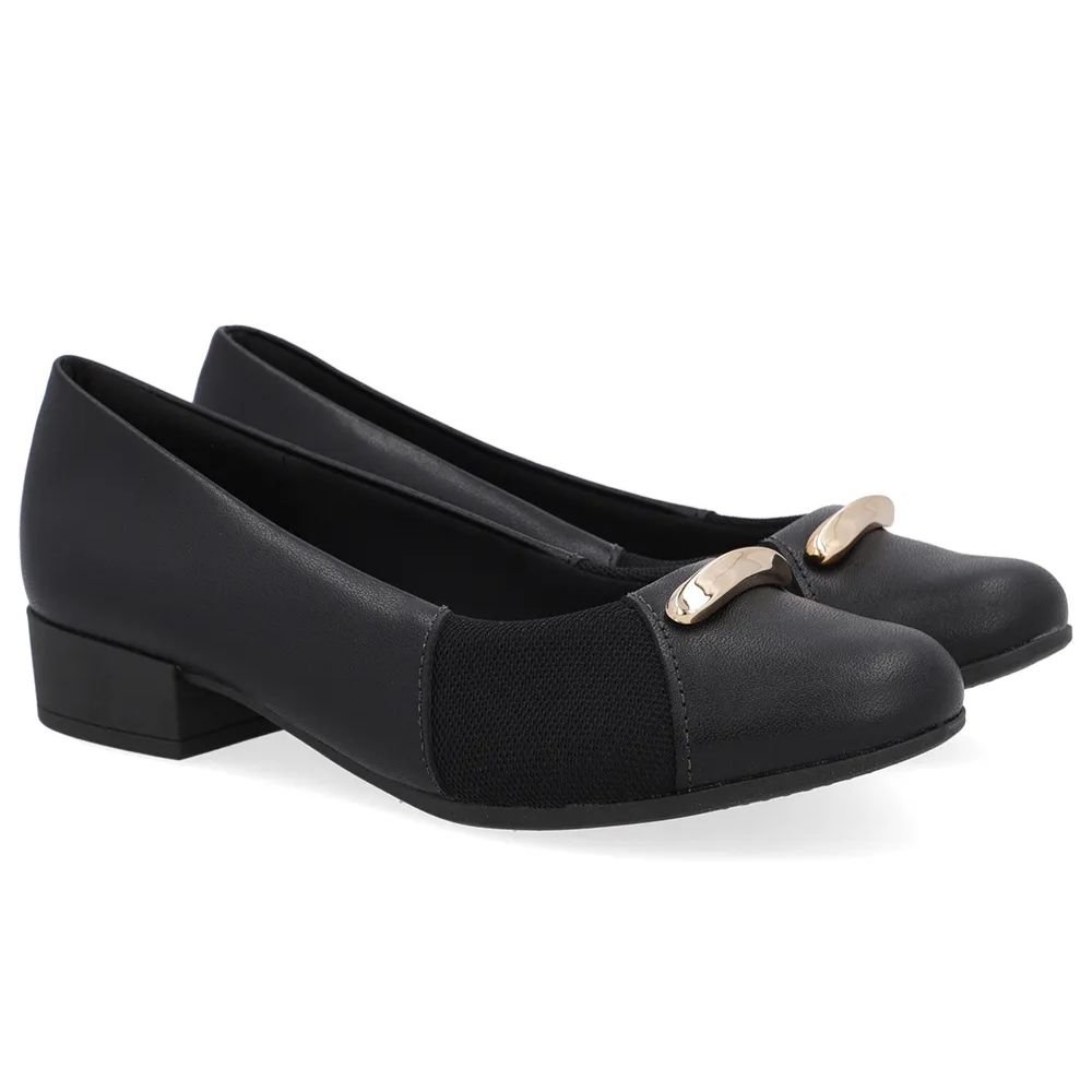 Scarpin Feminino Salto Bloco Preto Usaflex UD06003 Preto 3