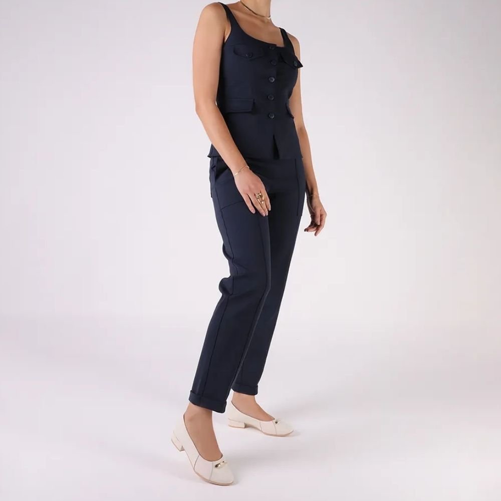 Scarpin Feminino Salto Bloco Marfim Usaflex UD06003 Branco 2