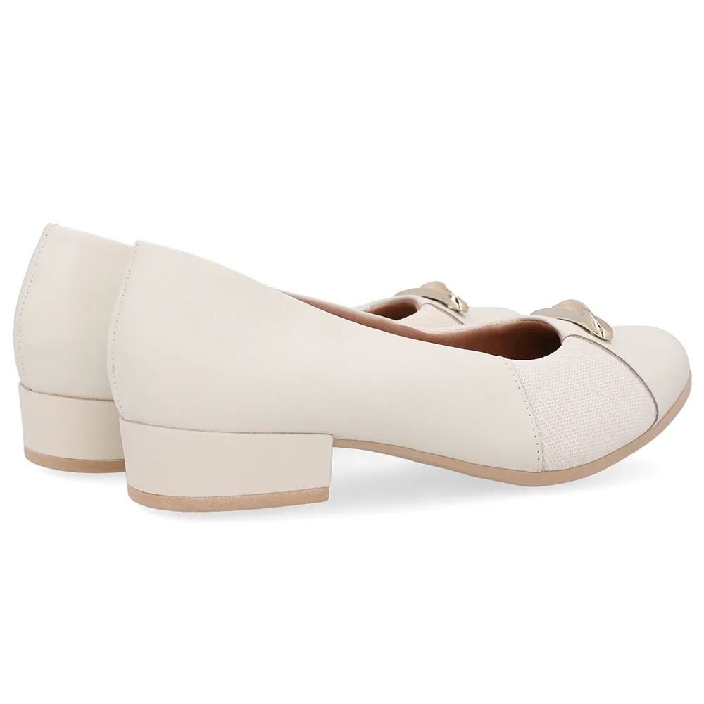Scarpin Feminino Salto Bloco Marfim Usaflex UD06003 Branco 4