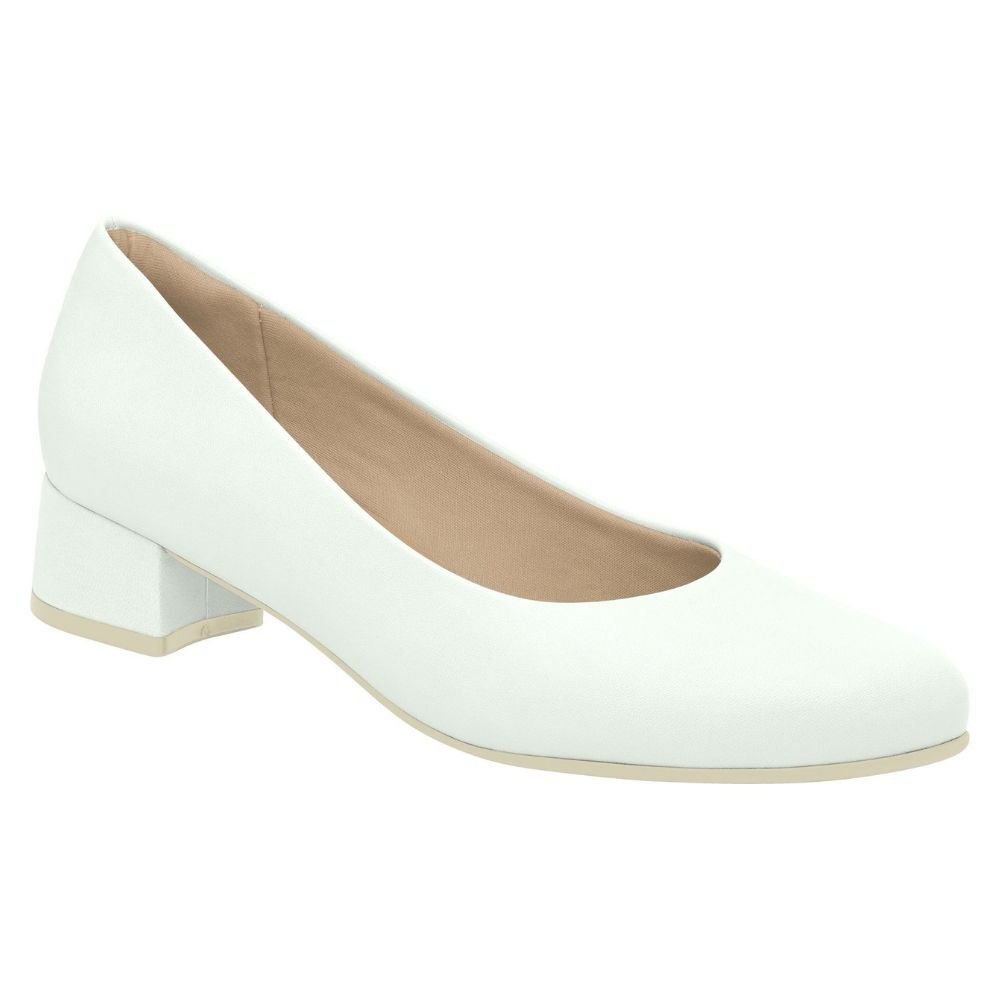 Sapato Social Feminino Salto Médio Branco Neve Piccadilly 140110-492