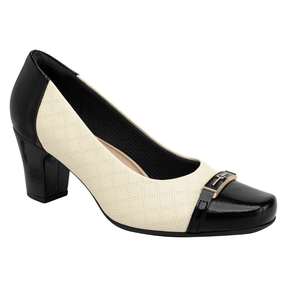 Sapato Feminino Salto Médio Preto Off White Piccadilly 344002-01