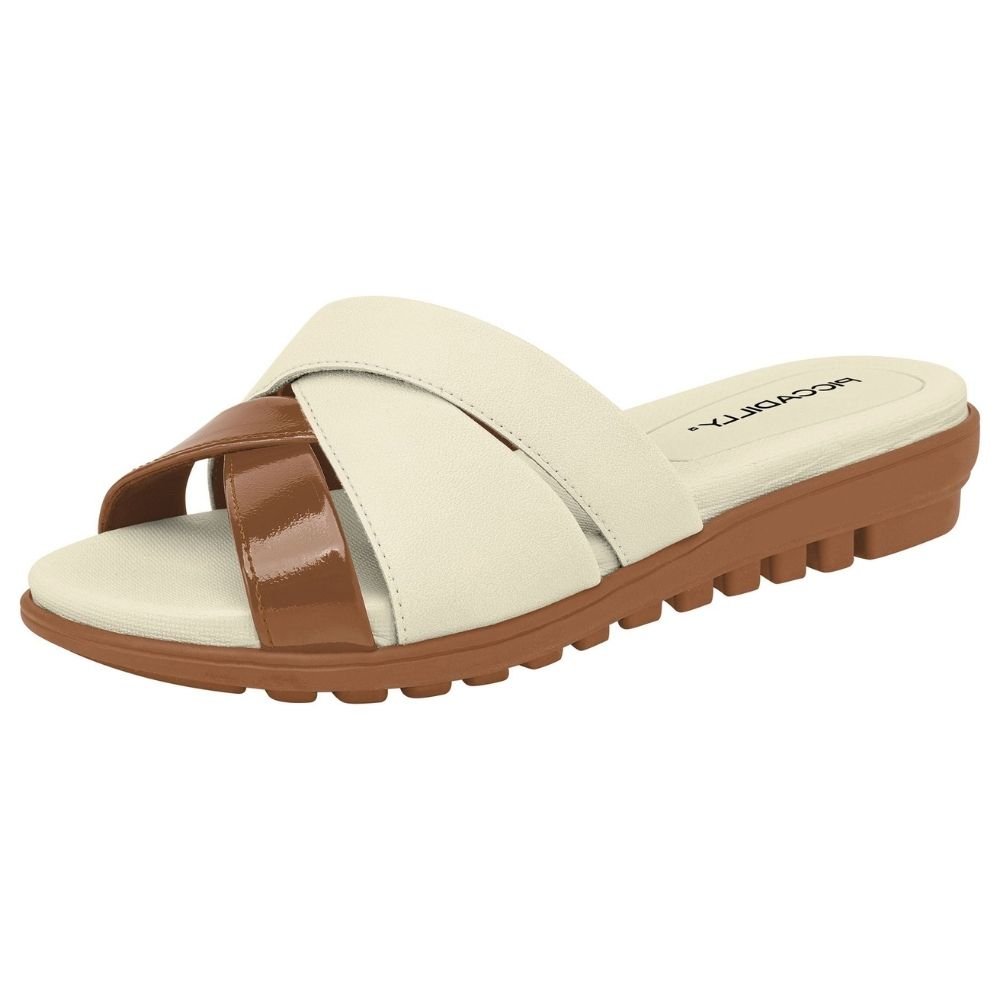 Tamanco Feminino Marli Off White Ocre Piccadilly 523009-02 Off White/Marrom 2