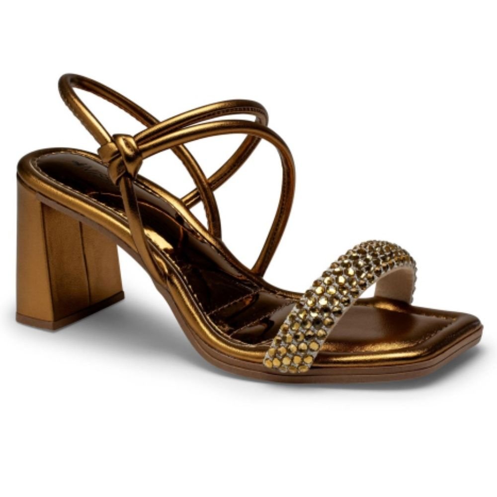 Sandália Feminina Salto Bloco Mel Ouro Velho Mississipi MF392-0006