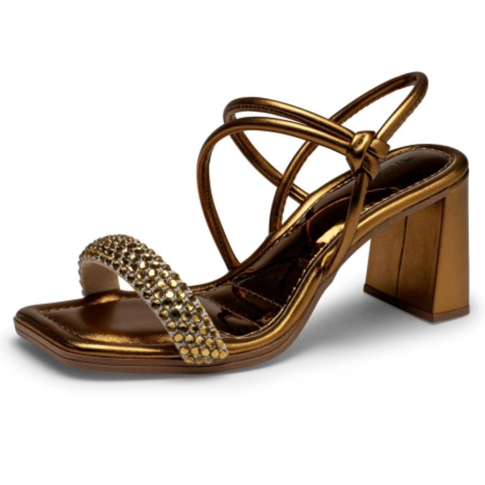 Sandália Feminina Salto Bloco Mel Ouro Velho Mississipi MF392-0006 Ouro Velho 2