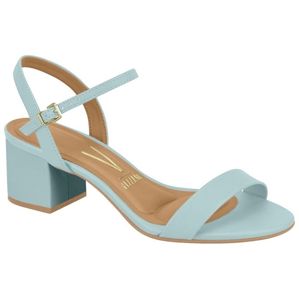 Sandália Feminina Salto Bloco Pelica Azul Sky Vizzano 6291.900