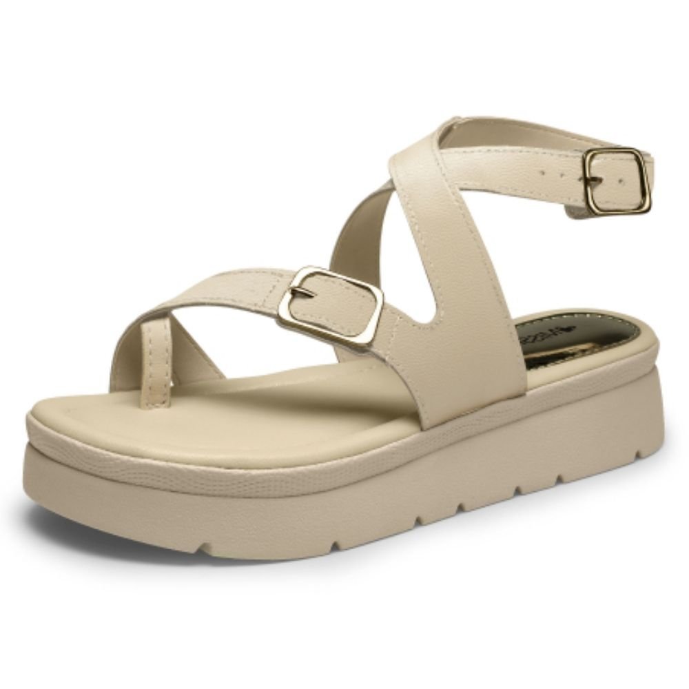 Sandália Feminina Flatform Cotton Mississipi MF482-0003 Bege 2