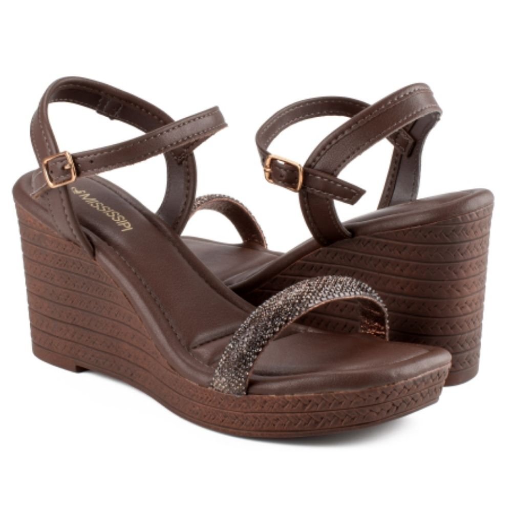 Sandália Feminina Anabela Café Mississipi MF513-0002 Marrom 4