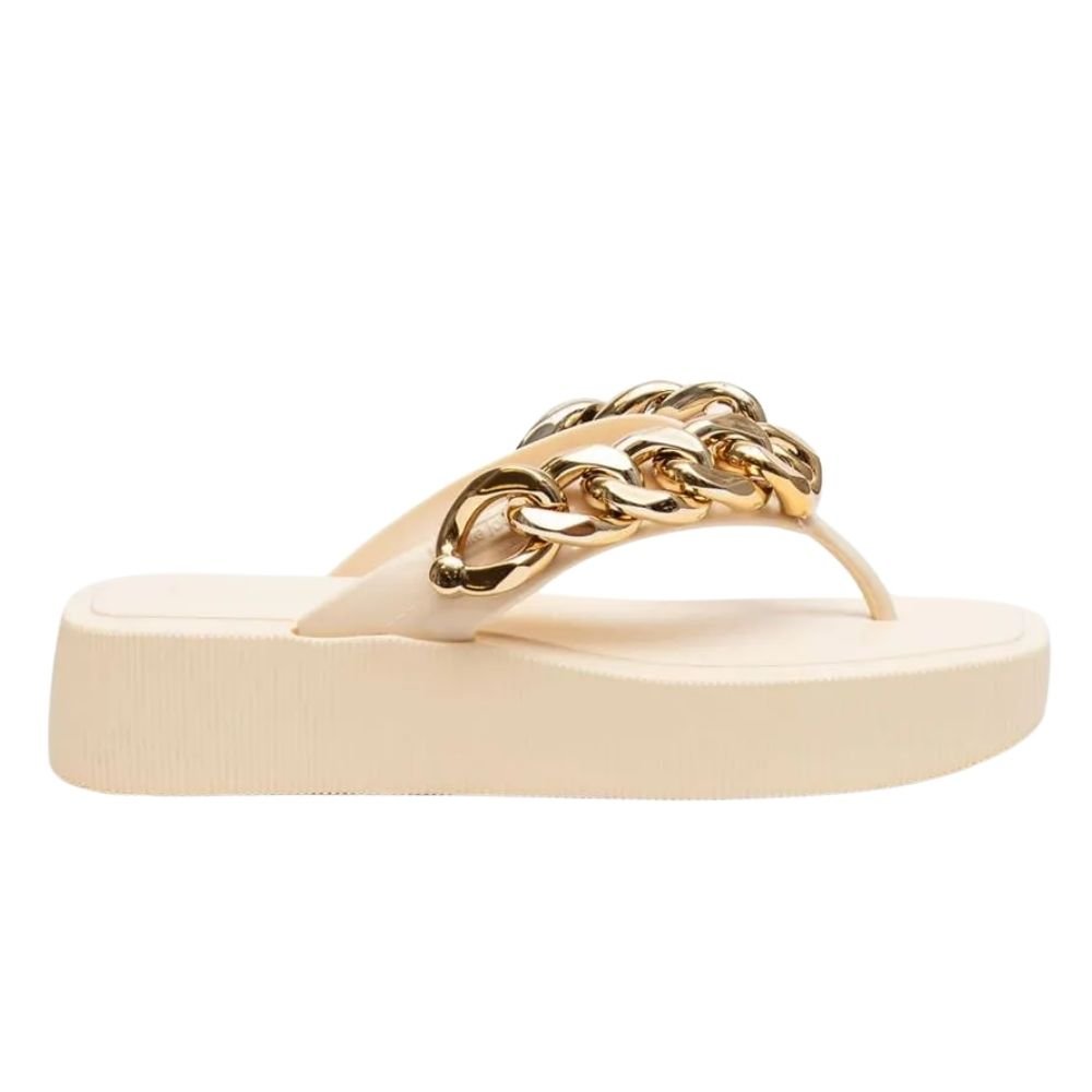 Chinelo Plataforma Hit Corrente Vanilla Ouro Petite Jolie PJ6515