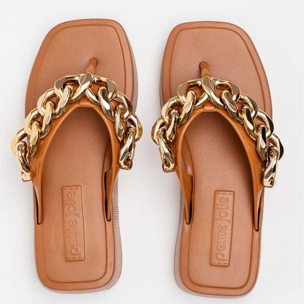 Chinelo Plataforma Hit Corrente Doce de Leite Petite Jolie PJ6515 Marrom 3