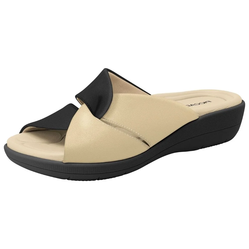 Tamanco Feminino Fascite Bicolor Preto Piccadilly 239023-12 Bege/Preto 2