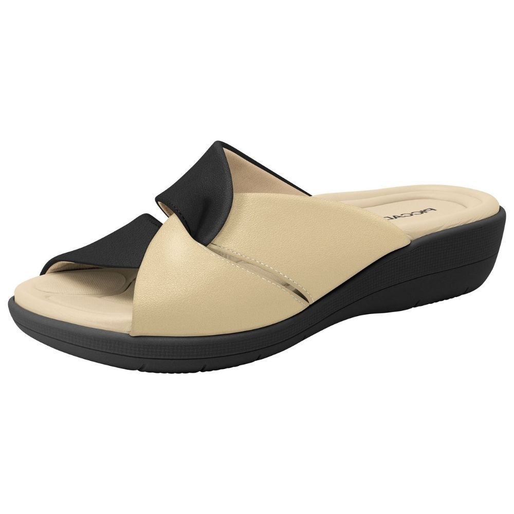 Tamanco Feminino Fascite Bicolor Preto Piccadilly 239023-12 Bege/Preto 2