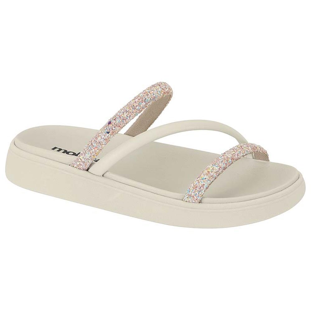 Chinelo Flatform Tira Tripla Multi Branco Off Moleca 5469.121