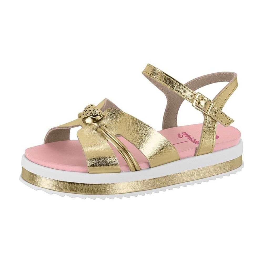 Sandália Infantil Flatform Dourado Molekinha 2305.1574 Dourado/Rosa 2