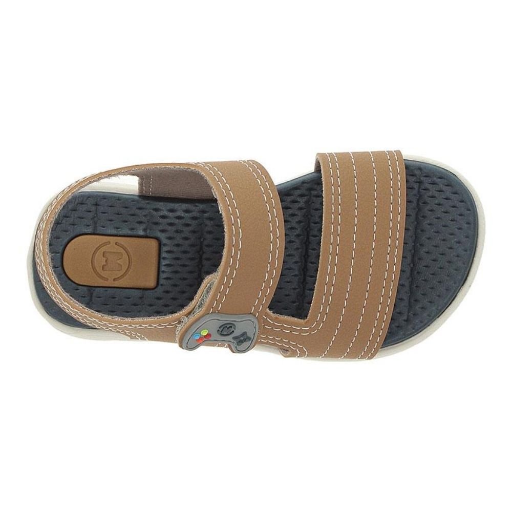 Sandália Papete Infantil Caramelo Molekinho 2135.662 Marrom/Azul 4