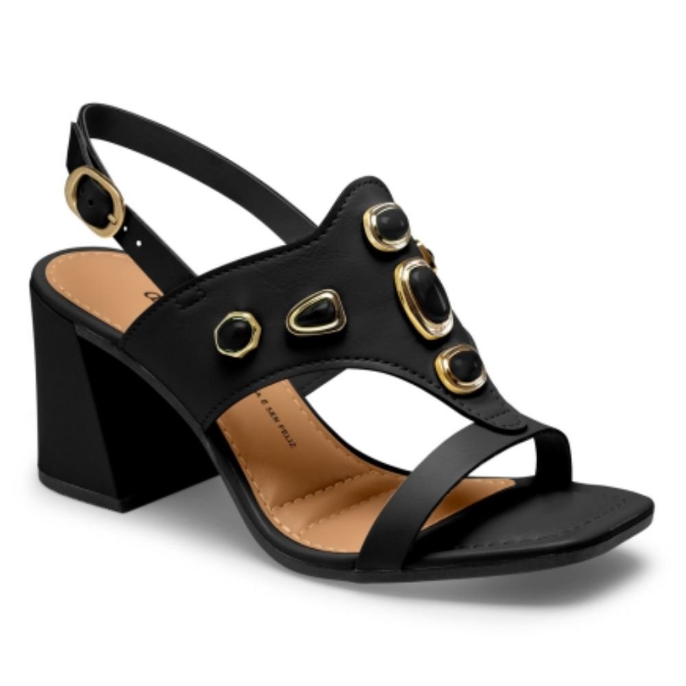 Sandália Feminina Salto Bloco Preto Dakota Y9801-0009