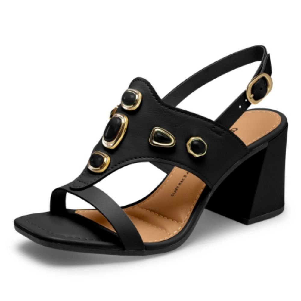 Sandália Feminina Salto Bloco Preto Dakota Y9801-0009 Preto 2