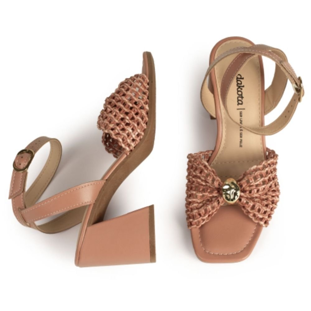 Sandália Feminina Salto Bloco Antique Luxor Dakota Y9803-0005 Nude 3