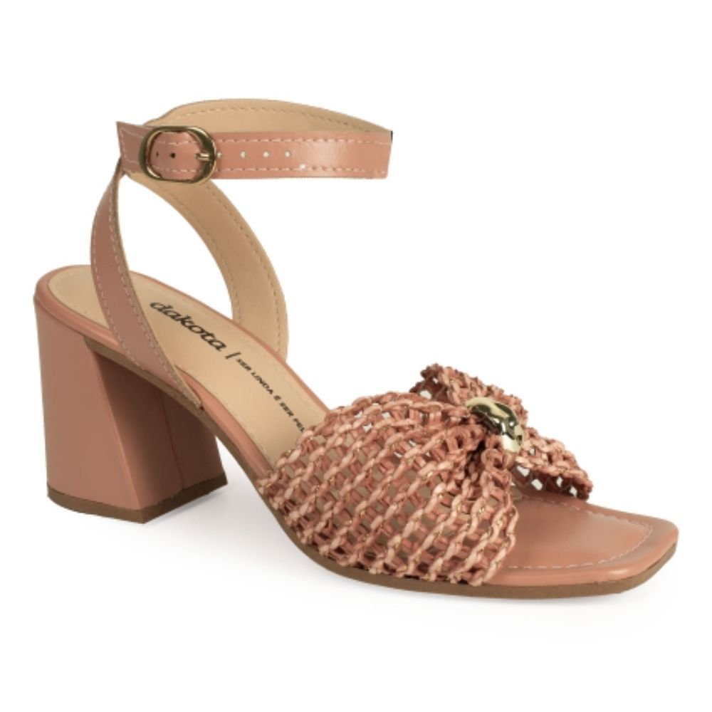 Sandália Feminina Salto Bloco Antique Luxor Dakota Y9803-0005 Nude 4