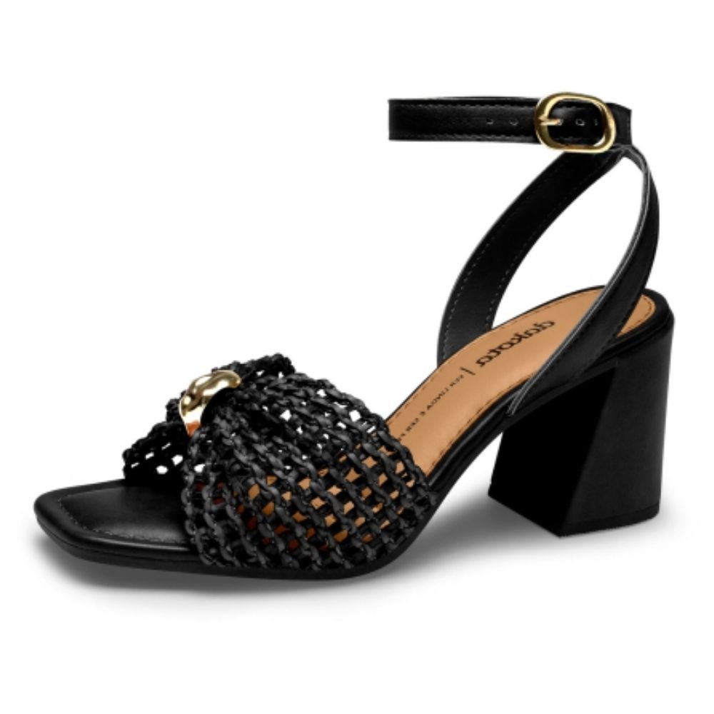 Sandália Feminina Salto Bloco Preto Lurex Dakota Y9803-0002 Preto 2