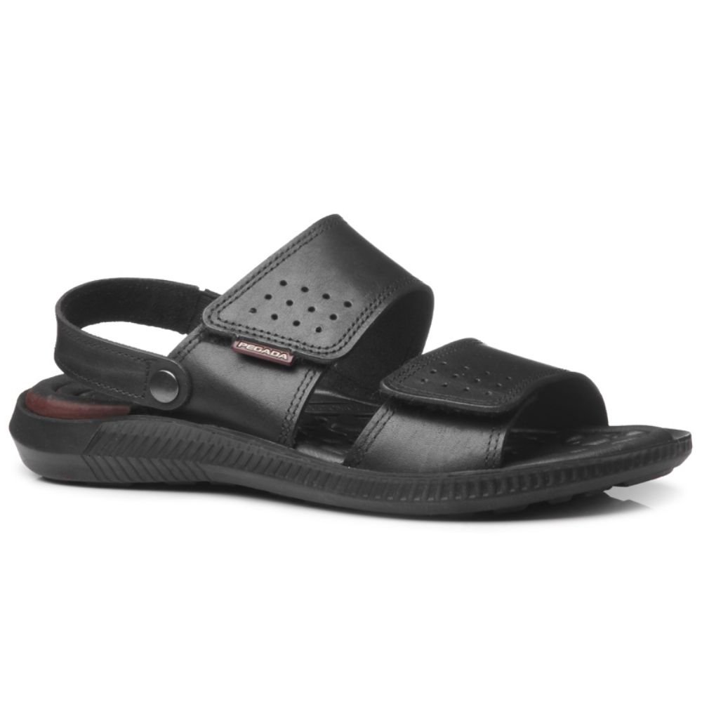 Sandália Masculina Tropical Couro Preto Pegada 133154-03