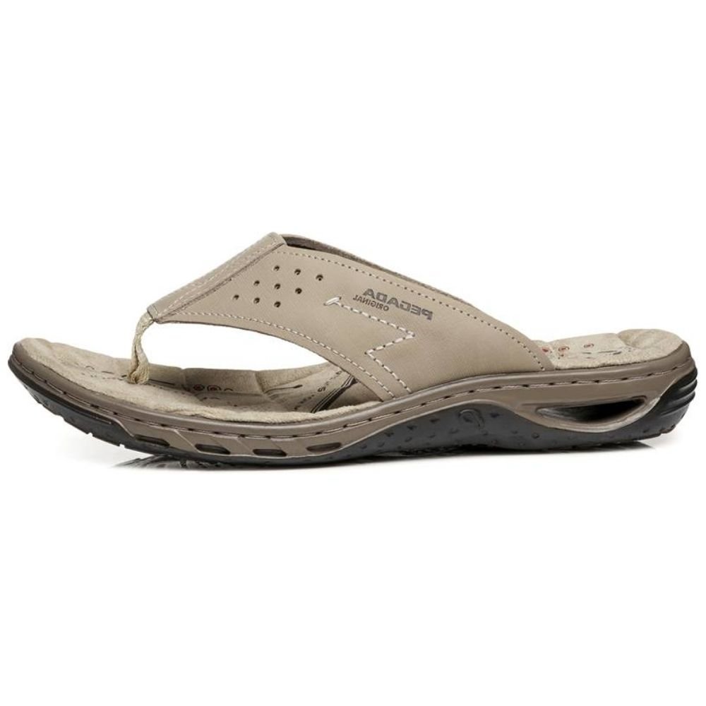 Chinelo Masculino Soft Amortech Couro Areia Pegada 131663-13 Bege 2