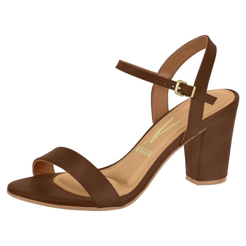 Sandália Feminina Salto Bloco Pelica Capuccino Vizzano 6262.474 Marrom 2