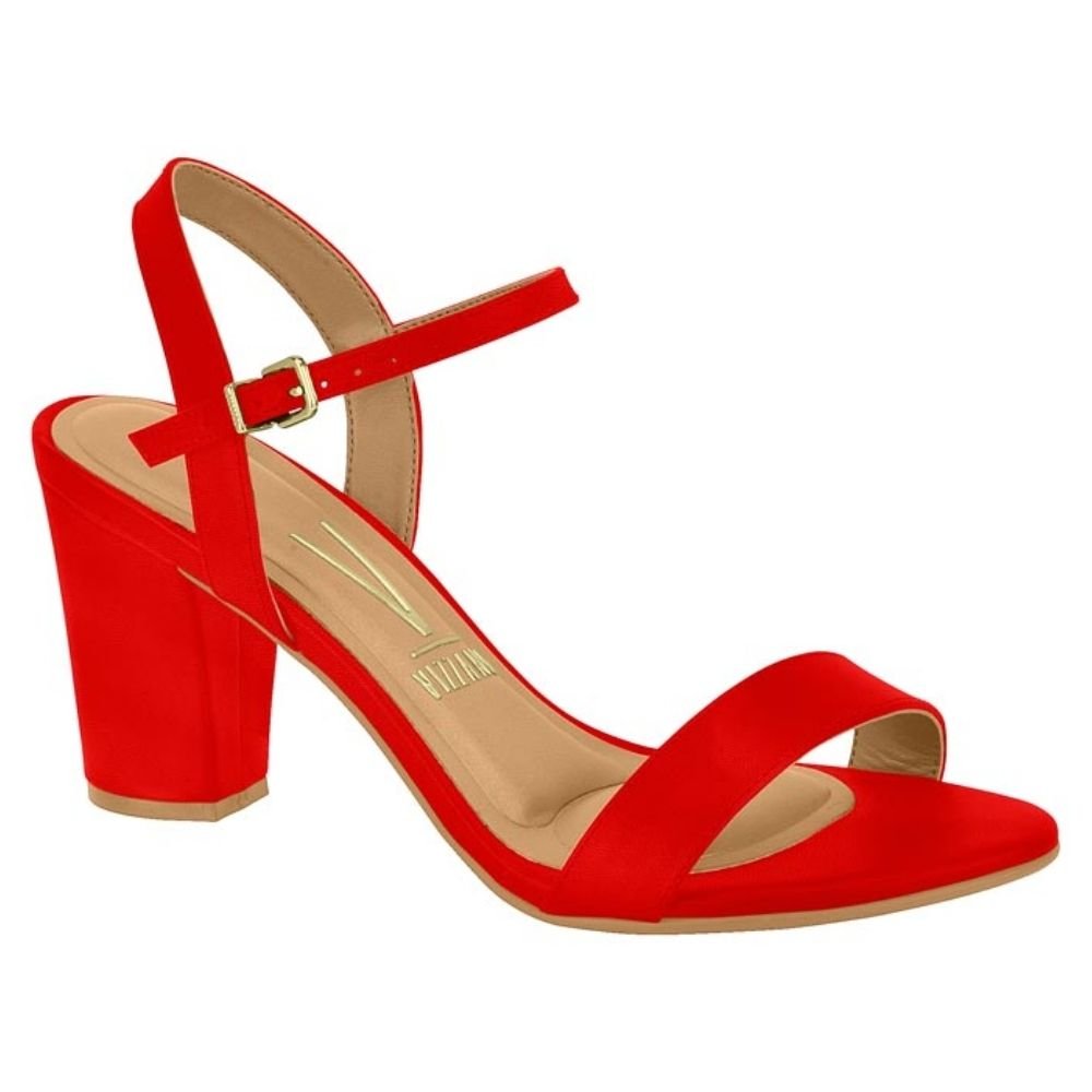 Sandália Feminina Salto Bloco Vermelho Ruby Vizzano 6262.474