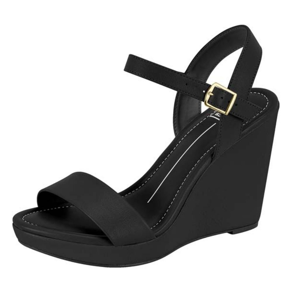 Sandália Feminina Anabela Preto Moleca 5411.1502 Preto 2