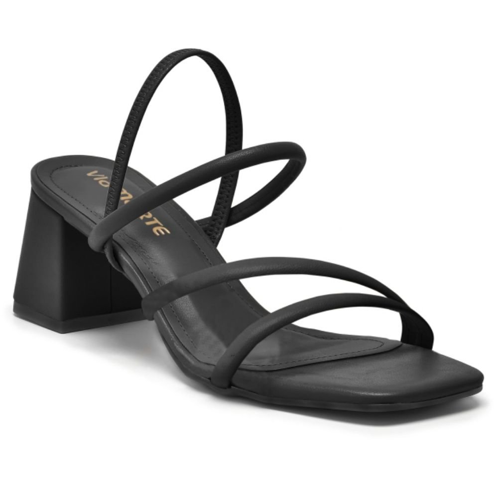 Sandália Feminina Salto Bloco Preto Via Marte 171-029-01