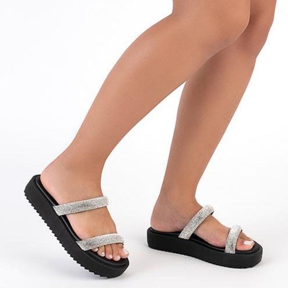 Chinelo Flatform Preto Cristal Moleca 5489.115 Preto 2