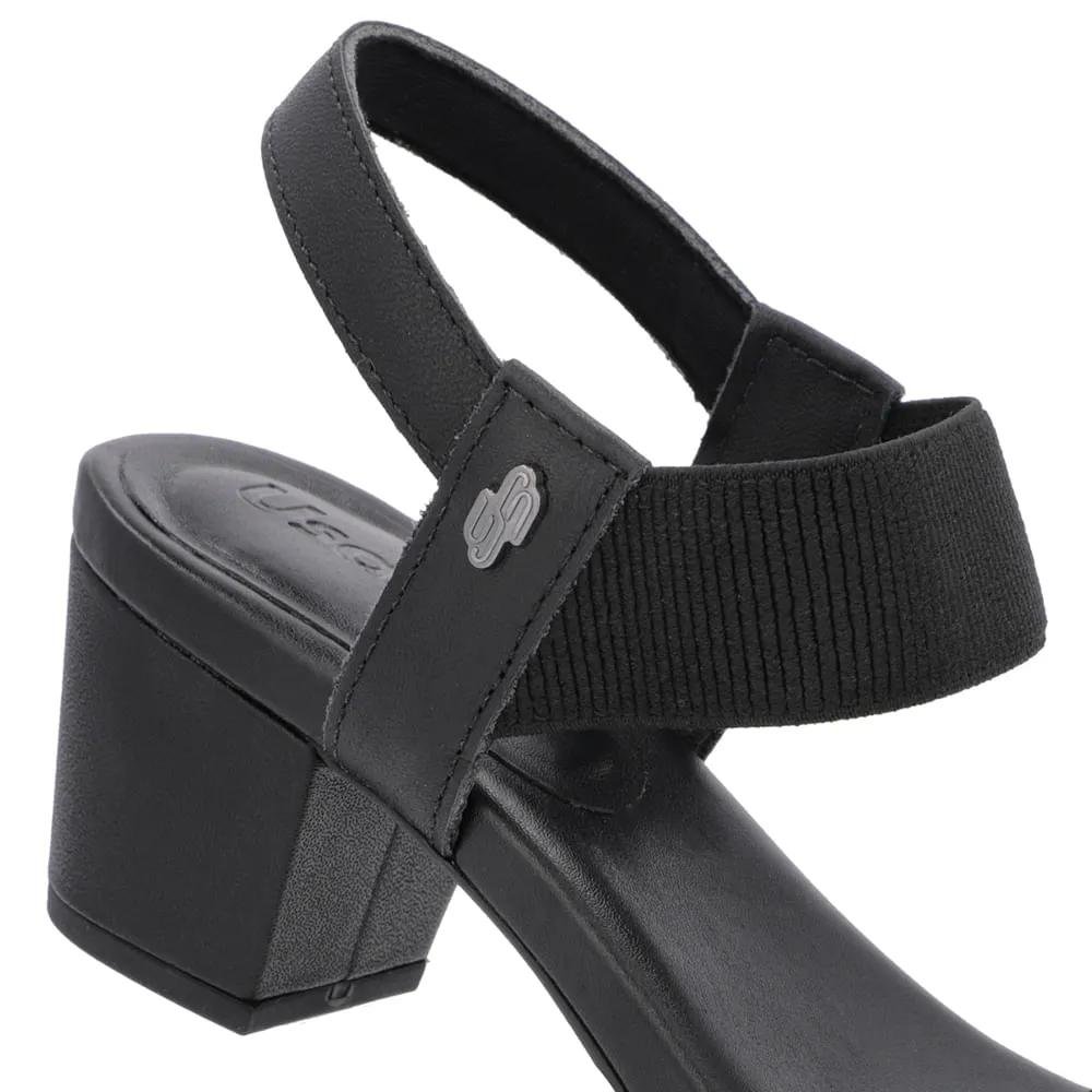 Sandália Feminina Salto Bloco Elástico Preto Preto Usaflex Y8204 Preto 4