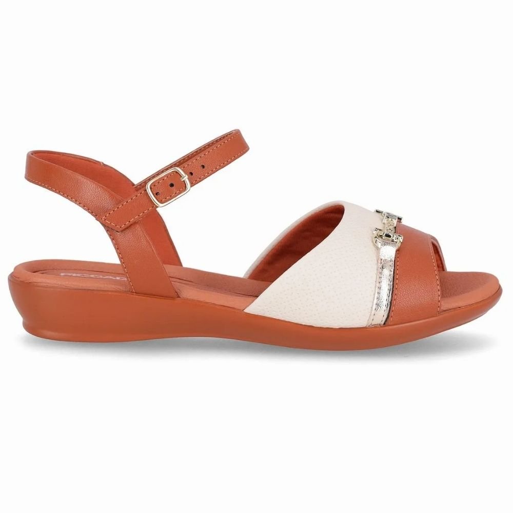 Sandália Feminina Camila Ocre Off White Piccadilly 500406-14