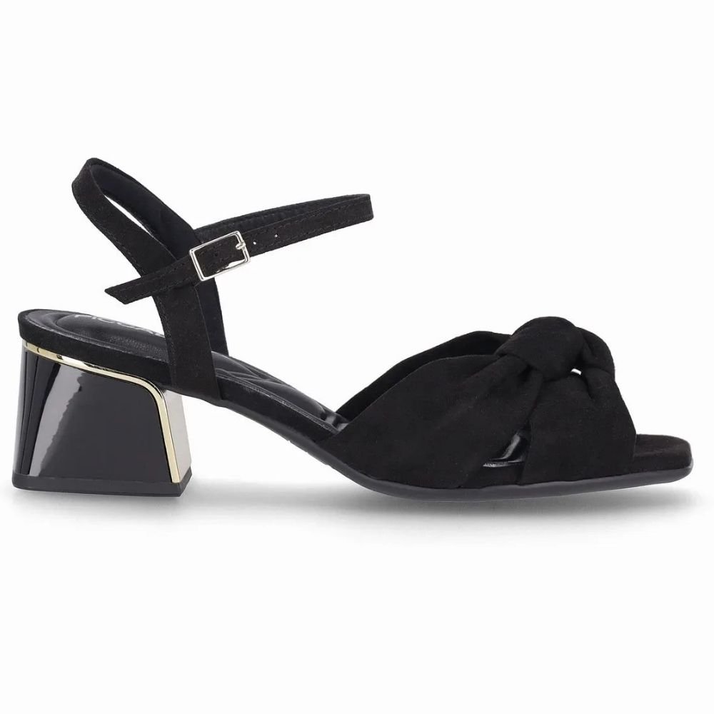 Sandália Feminina Renee Salto Bloco Preto Ouro Piccadilly 543097-2