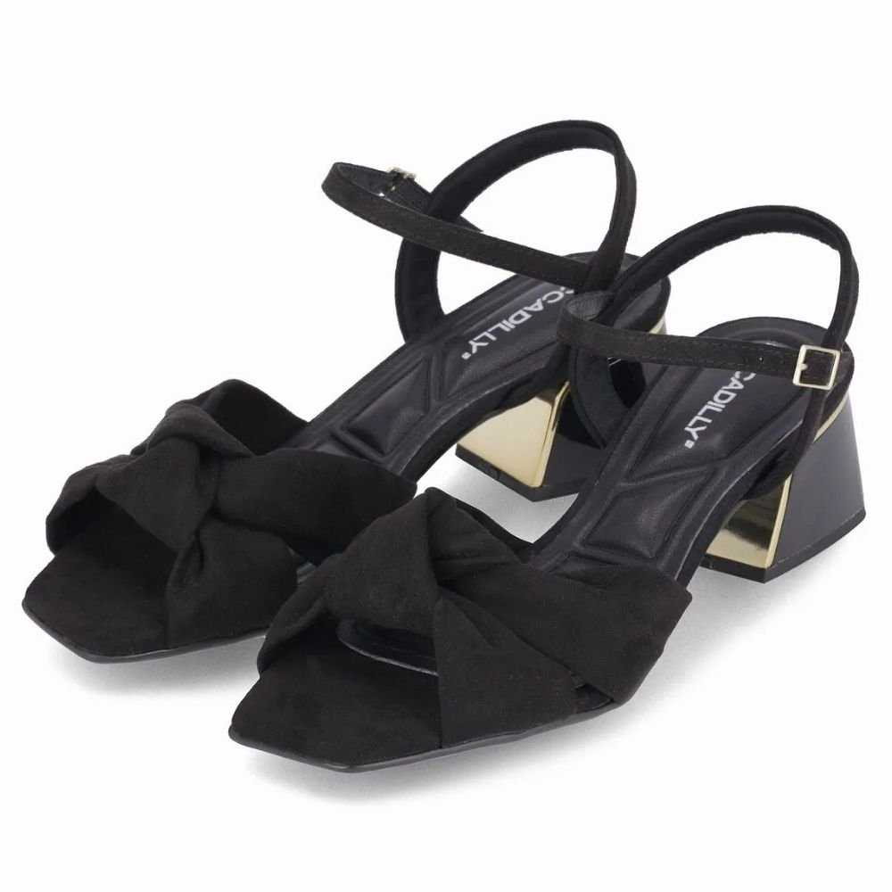 Sandália Feminina Renee Salto Bloco Preto Ouro Piccadilly 543097-2 Preto 3
