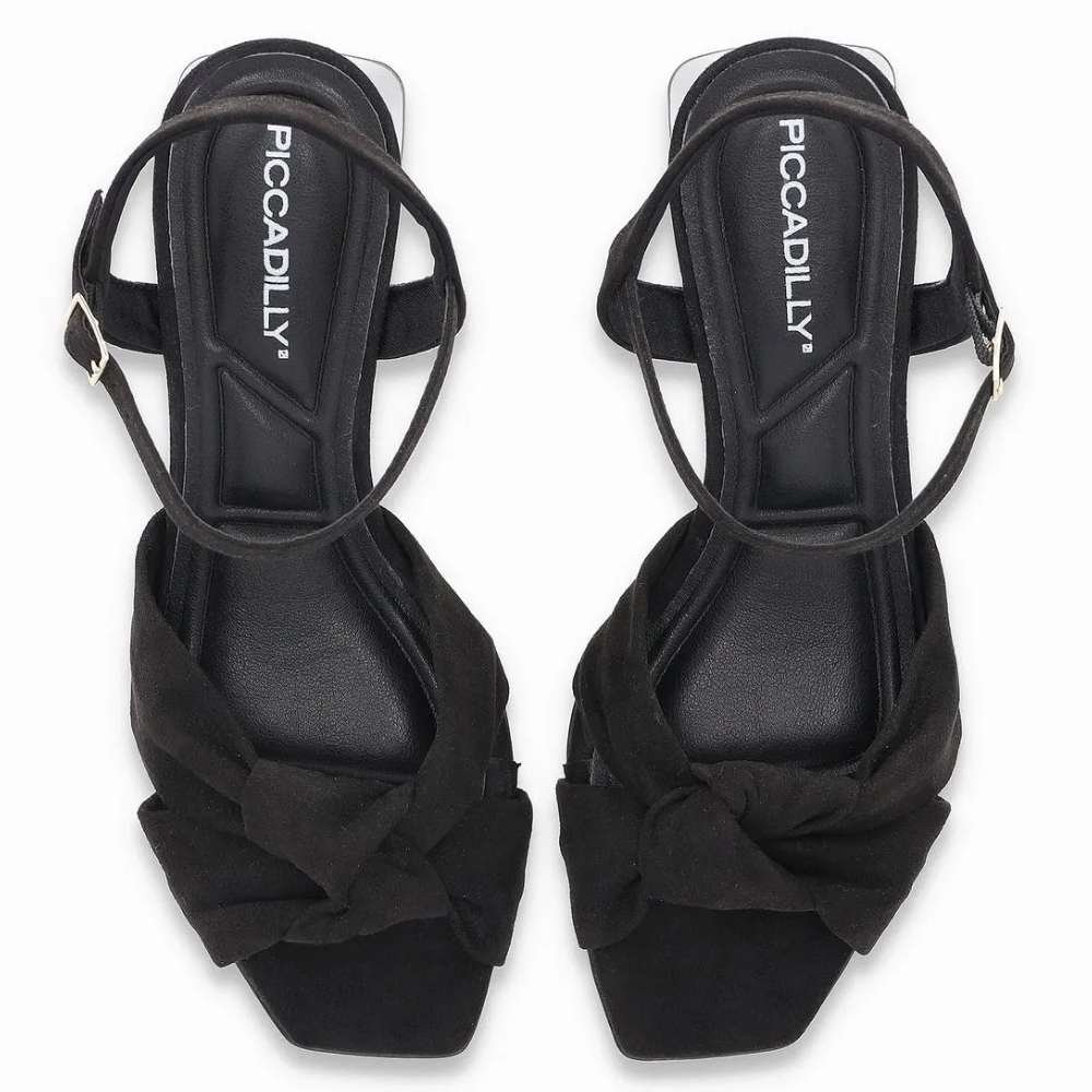 Sandália Feminina Renee Salto Bloco Preto Ouro Piccadilly 543097-2 Preto 4