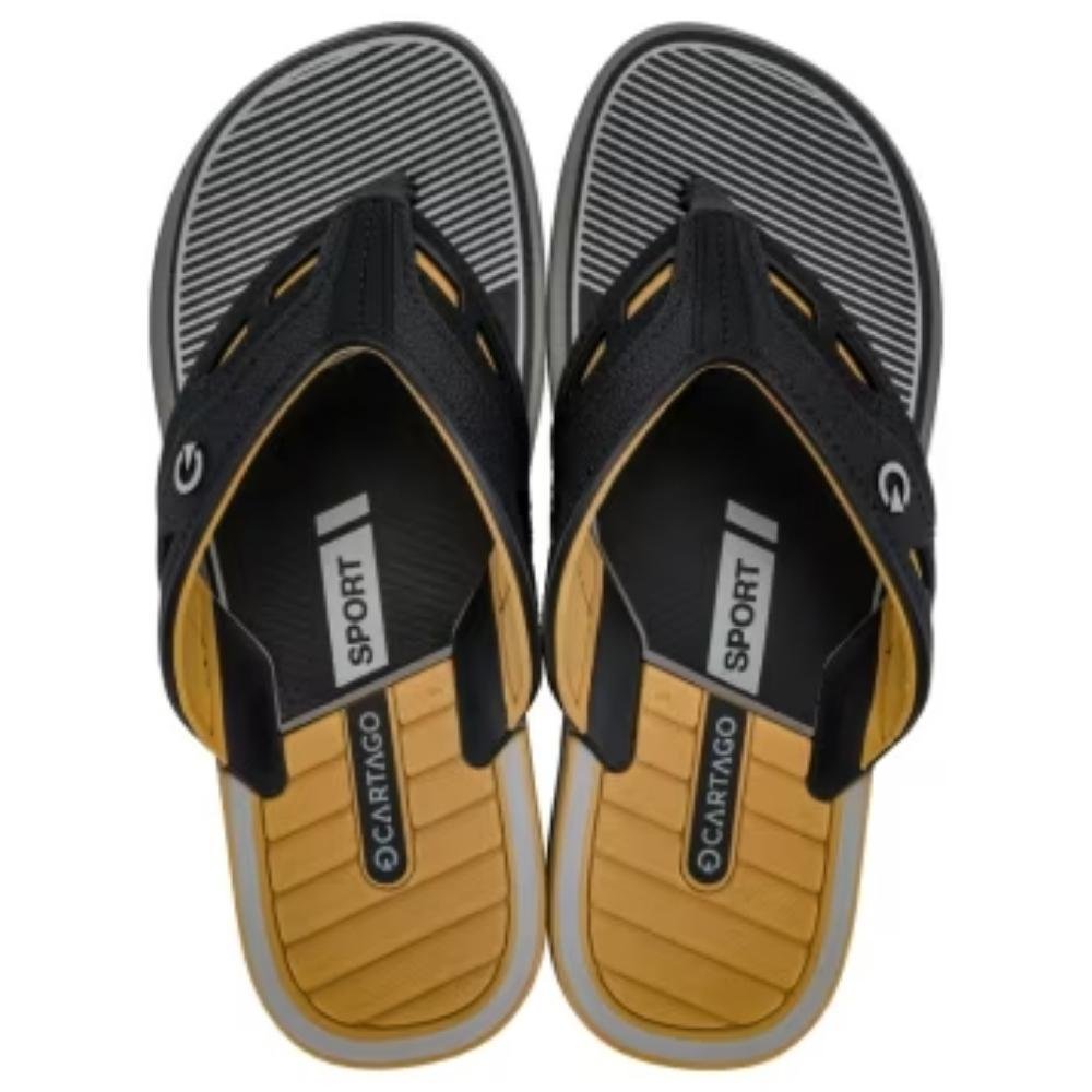 Chinelo Masculino Dallas Cinza Preto Amarelo Cartago 12158-BM372 Preto 2