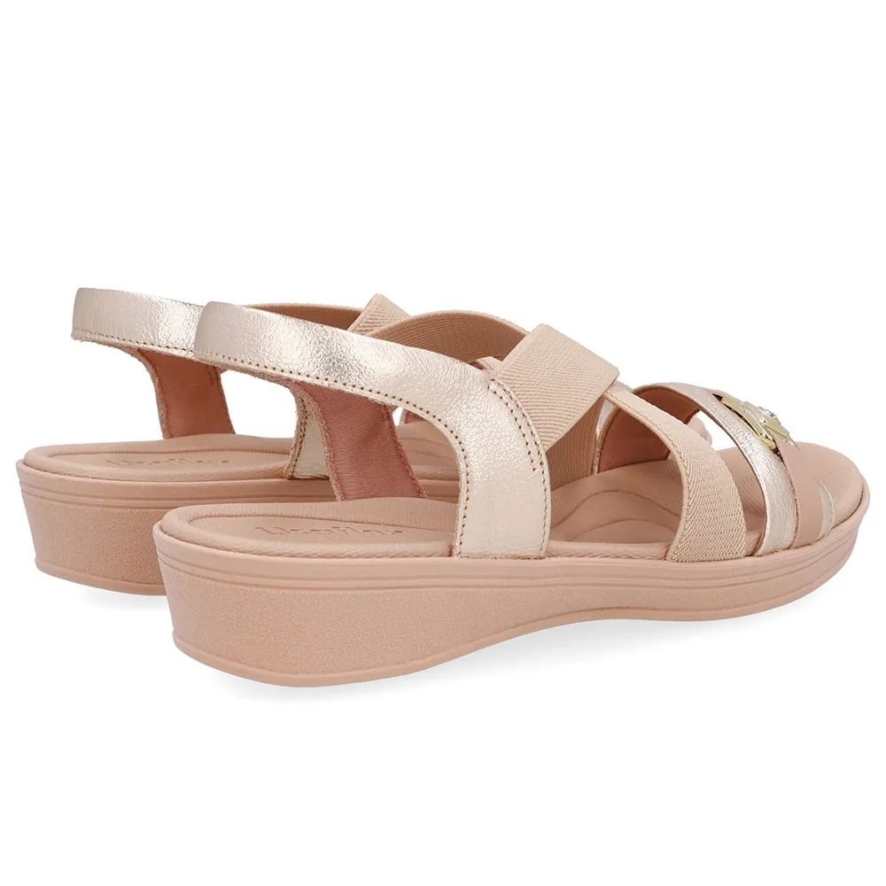 Sandália Feminina Couro Ouro Light Usaflex UD04007 Bege/Dourado 3