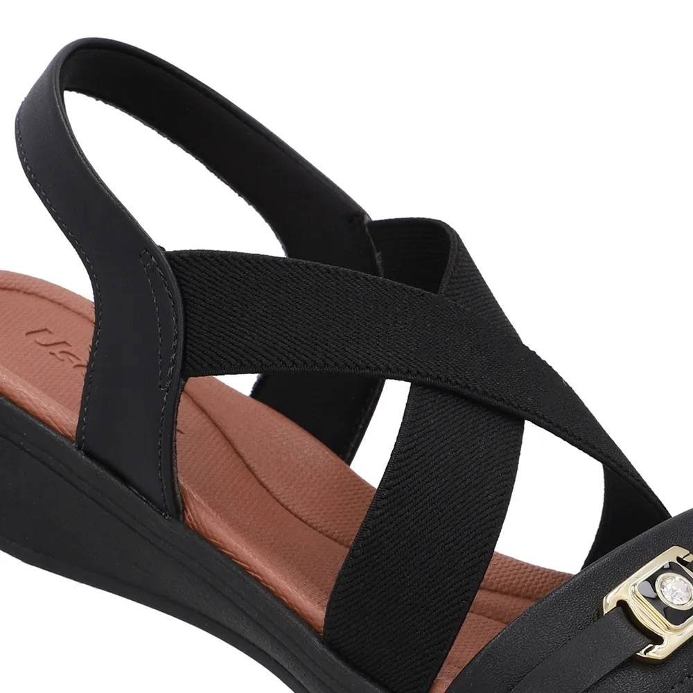 Sandália Feminina Couro Preto Usaflex UD04007 Preto 2