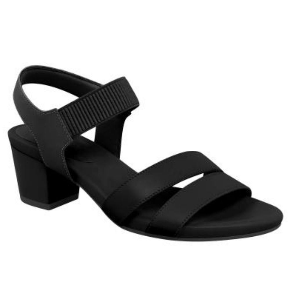 Sandália Feminina Salto Bloco Couro Preto Usaflex Y8209