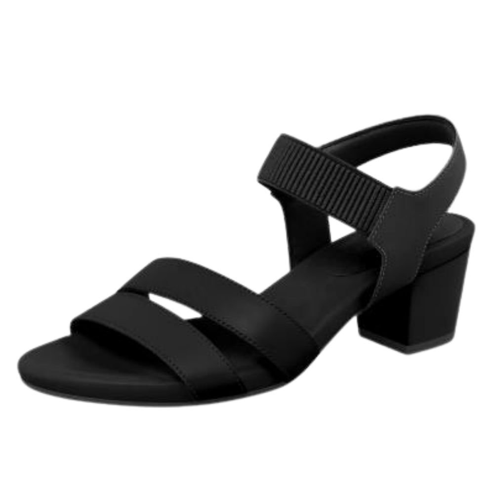 Sandália Feminina Salto Bloco Couro Preto Usaflex Y8209 Preto 2