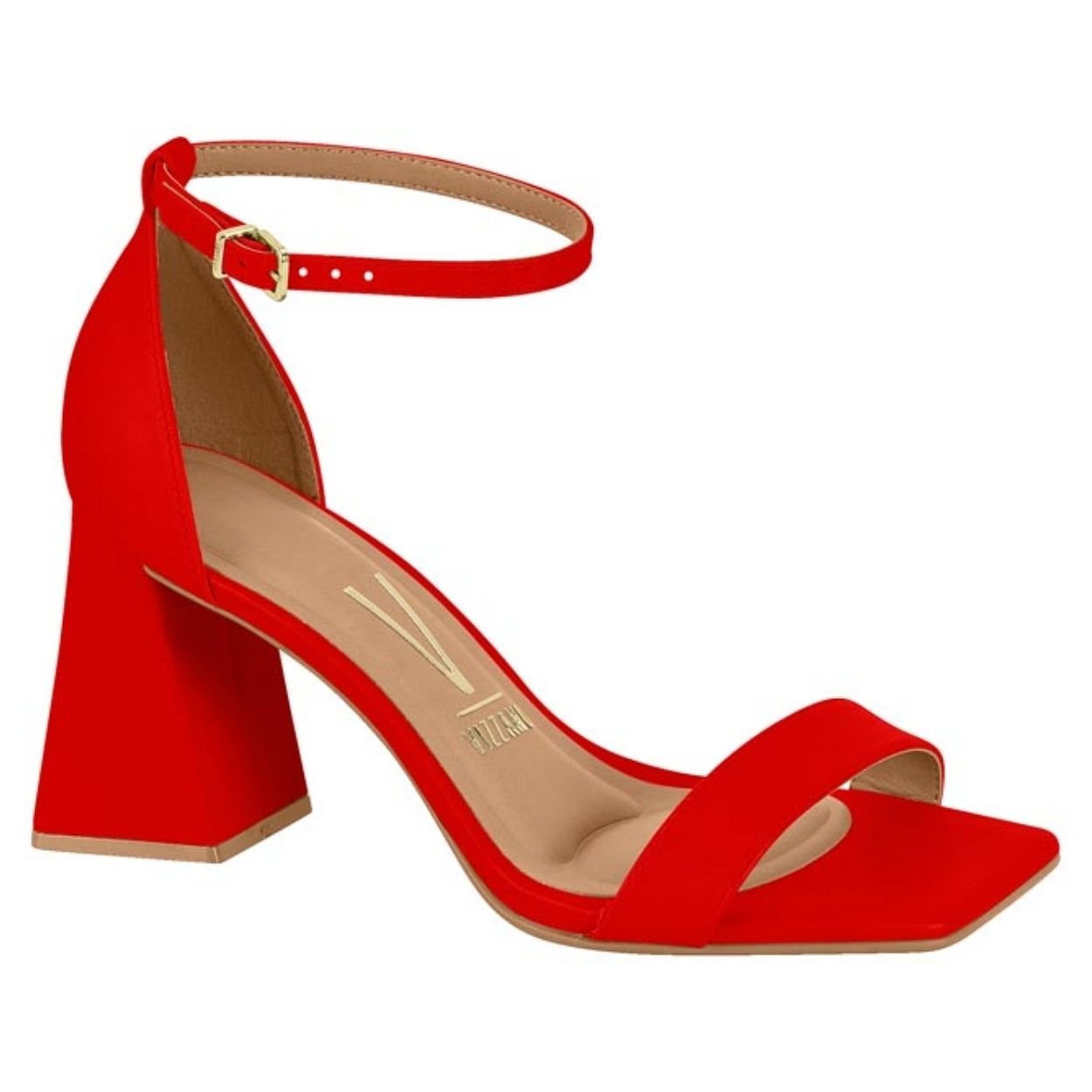 Sandália Feminina Salto Flare Pelica Vermelho Ruby Vizzano 6464.102