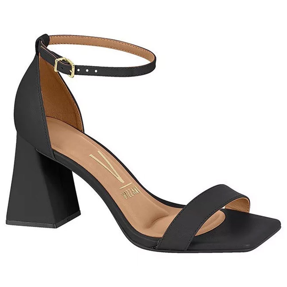 Sandália Feminina Salto Flare Pelica Preto Vizzano 6464.102