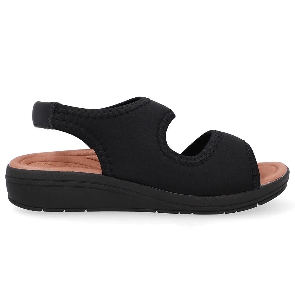 Sandália Feminina Anabela Elastano Preto Camel Usaflex UD18002