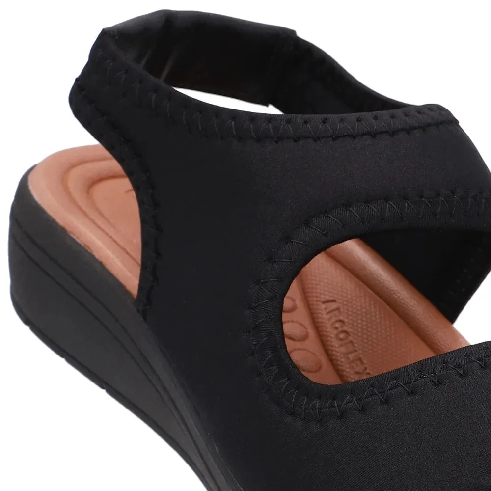 Sandália Feminina Anabela Elastano Preto Camel Usaflex UD18002 Preto 4