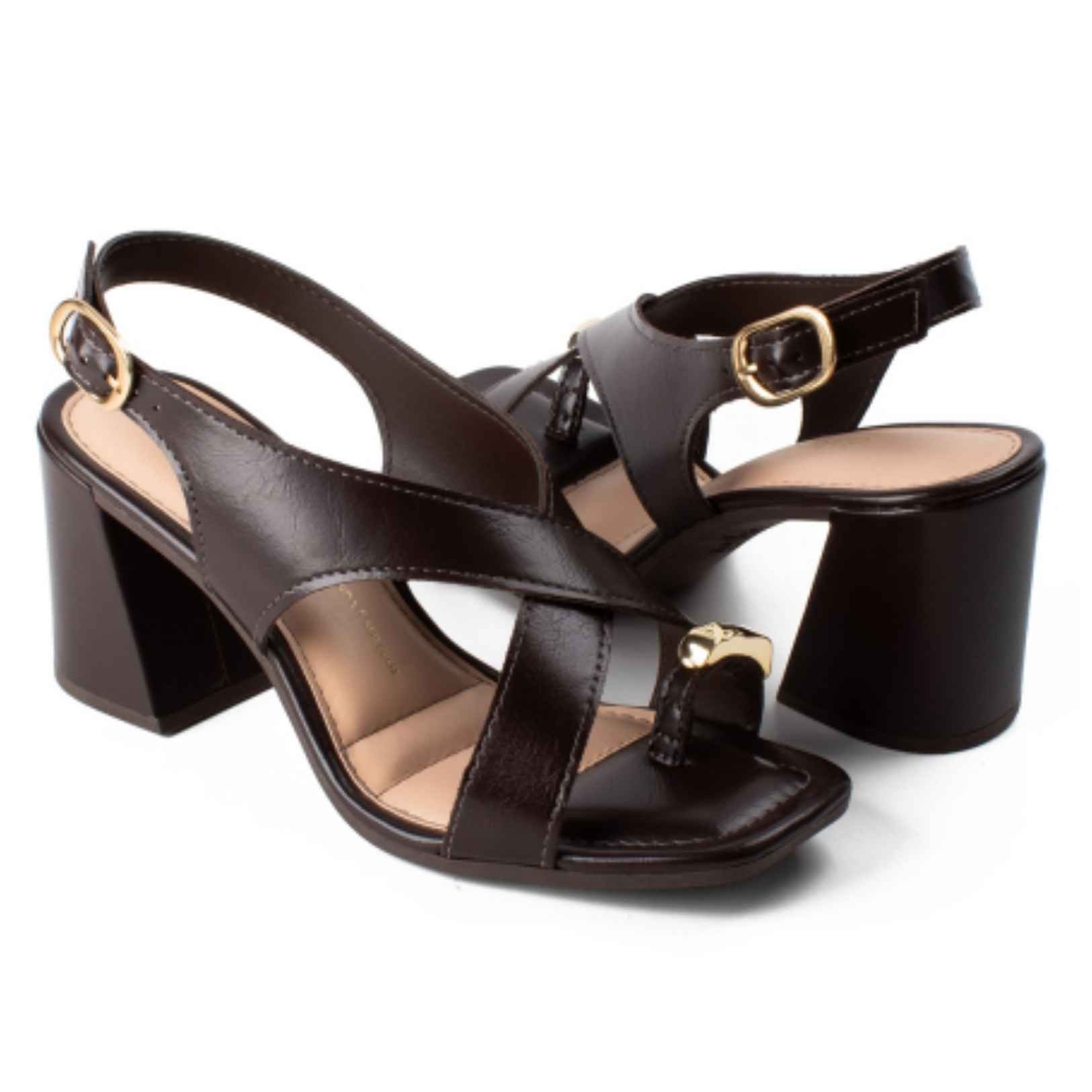 Sandália Feminina Salto Bloco Ristretto Dakota Y9152-0003 Café 5